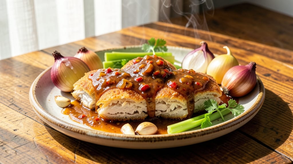 Bajan Fish Cakes Sauce Recipe: Spicy Tamarind Heat With Celery Crown Topping