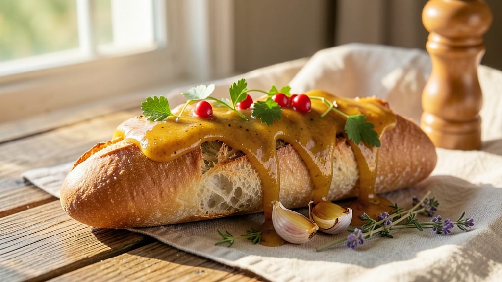 Baguette De France Garlic Sauce Recipe: Celery Crown Crunch Over Roasted Garlic Velvety Base